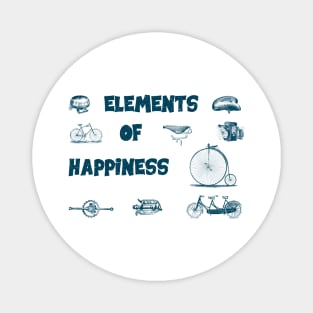 Vintage Bike Elements  with pedal, crank and bell. Elements of Happiness, enjoy your ride. Magnet